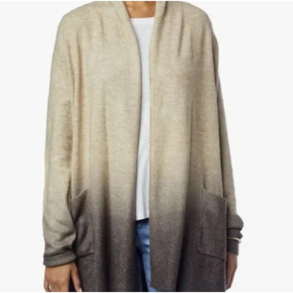 Democracy Women’s Ombré Cardigan Heather Oatmeal Charcoal Size Large 10-12 New! - Picture 8 of 8